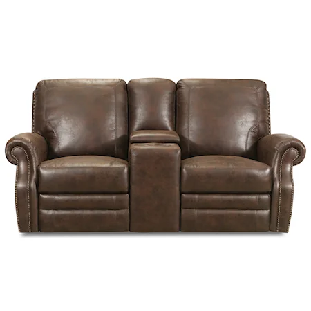 Transitional Power Reclining Console Loveseat with USB Port